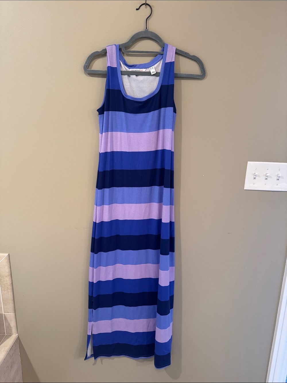 Isaac Mizrahi Striped Sleeveless Maxi Dress in Blue and Lavender